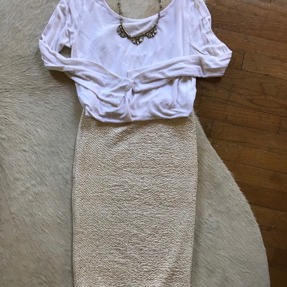 Gold Foil Pencil Skirt